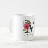 Modernes, individualisierbares Mit Monogramm Blume Kaffeetasse (Vorderseite Links)
