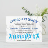 Modernes, individuell anpassbares Blue CHURCH-WIED Einladung (Stehend Vorderseite)