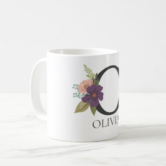 Modernes, individuell anpassbares Mit Monogramm Le Kaffeetasse (Vorderseite Links)