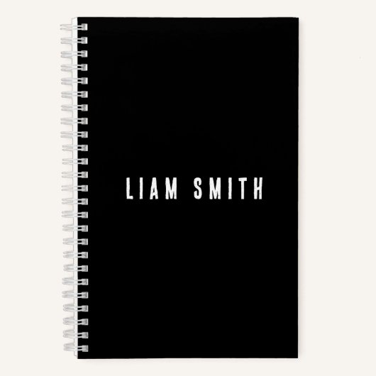 Modernes Individuelle Name-Black-Notebook Notizblock (Vorderseite)