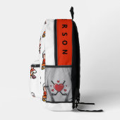 Modernes Individuelle Name Cartoon Hockey Player L Bedruckter Rucksack (Rechts)