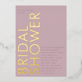 Modernes Individuelle Name Mauve Lila GOLD Brautpa Folieneinladung (Vorderseite)