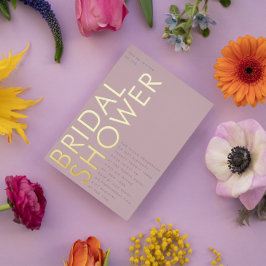 Modernes Individuelle Name Mauve Lila GOLD Brautpa Folieneinladung