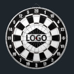 Modernes, individuelles Logo auf Schwarz/Weiß Dartscheibe<br><div class="desc">Benutzerdefiniertes Logo auf schwarz-weißem Dart Board. Besser, wenn das Logo quadratisch ist.</div>