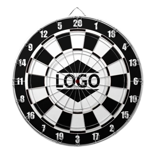 Modernes, individuelles Logo auf Schwarz/Weiß Dartscheibe (vorne)
