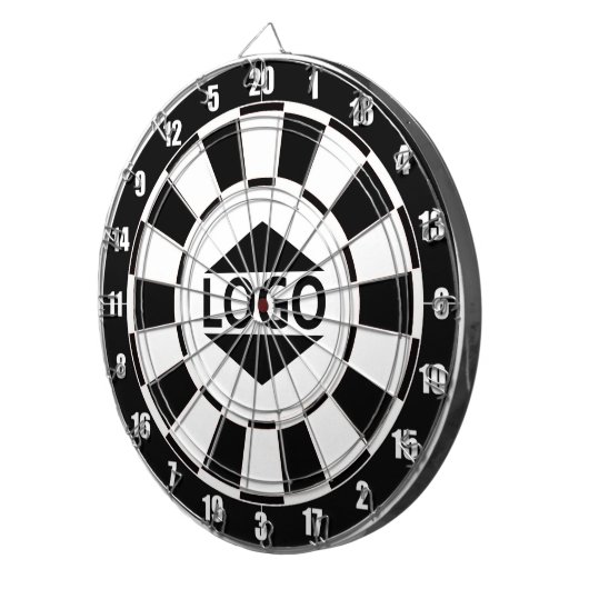 Modernes, individuelles Logo auf Schwarz/Weiß Dartscheibe (Vorderseite rechts)