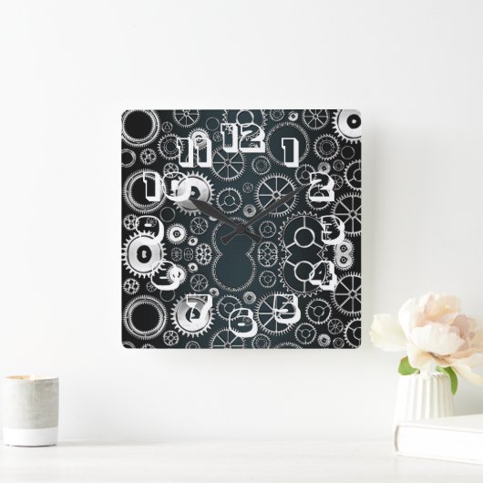 Modernes Industriedesign Quadratische Wanduhr (Zuhause)