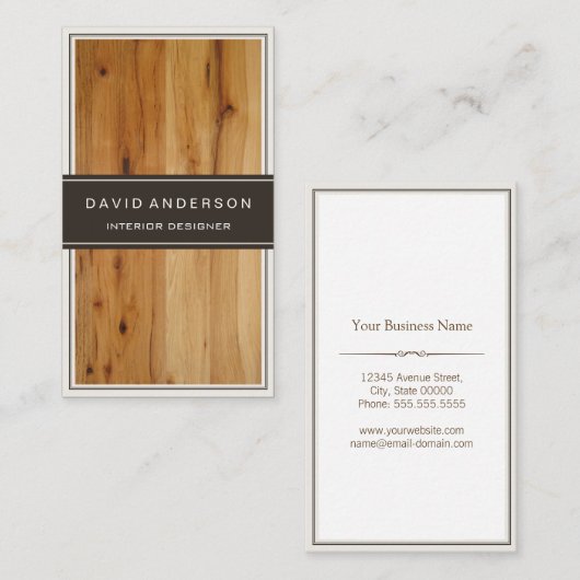 Modernes Interieur Design Stilvolle Holzkörner Visitenkarte (Vorne/Hinten)
