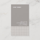 Modernes Interior Design Taupe Grau Muster Visitenkarte (Rückseite)