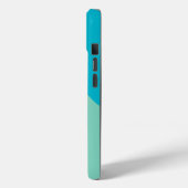 Modernes iPhone 15 Case Blue und Green One Stripe (Rückseite / Links)