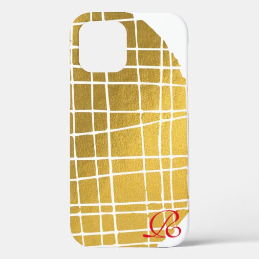 Modernes iPhone-Case für Gold und Monogram Case-Mate iPhone Hülle (Rückseite)