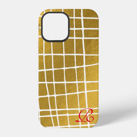 Modernes iPhone-Case für Gold und Monogram iPhone Hülle (Rückseite)