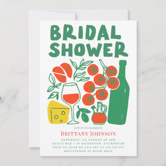 Modernes italienisches Brautparty Einladung (Vorderseite)