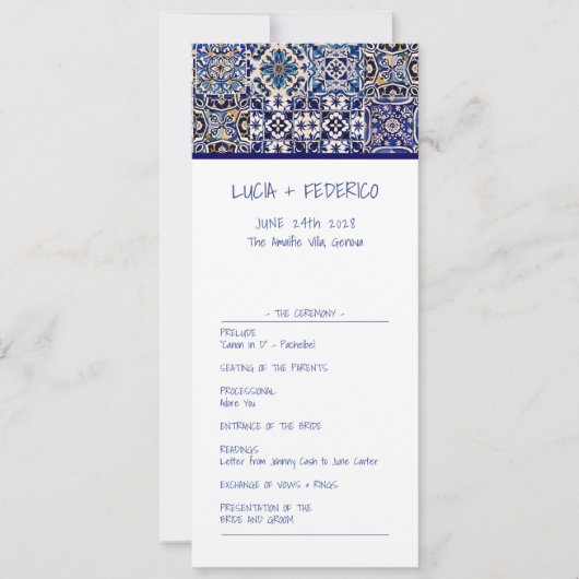 Modernes italienisches Hochzeitsprogramm (Vorderseite)