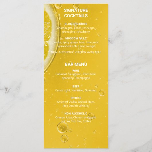 Modernes italienisches Sommermenü Menükarte (Rückseite)