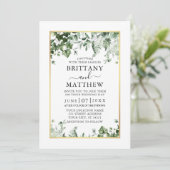 Modernes Ivy Sage Greenery Foto Gold Wedding Einladung (Stehend Vorderseite)