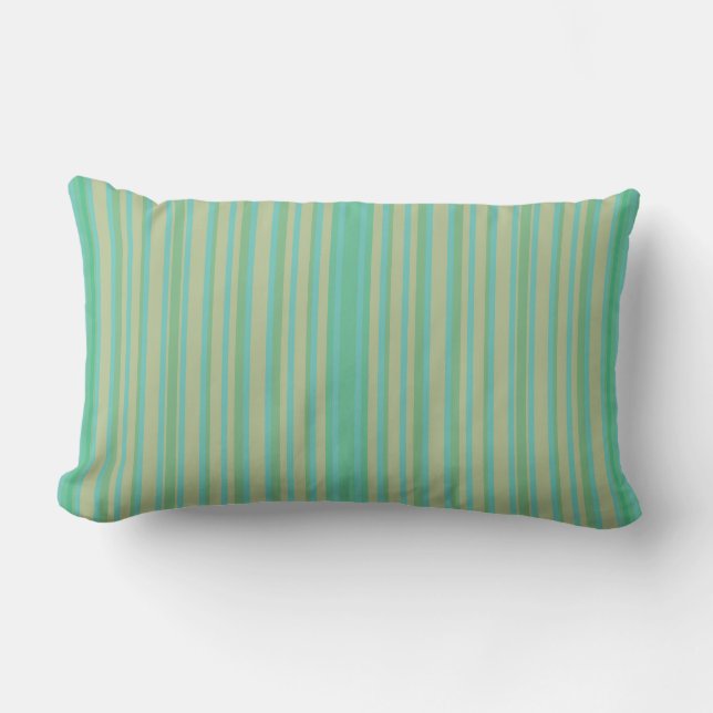 Modernes Jade Green Strip Lumbar Kissen (Vorderseite)