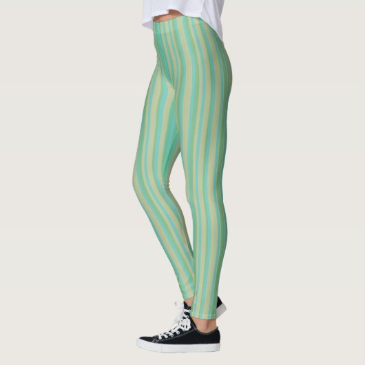 Modernes Jade Green Strip Muster Leggings (Links)