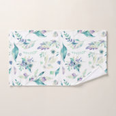 Modernes Jadegrün-Lavendel-Aquarell mit Blumen Handtuch (Handtuch)