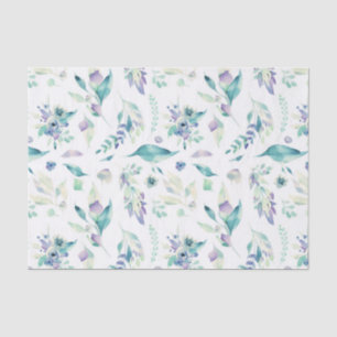 Modernes Jadegrün-Lavendel-Aquarell mit Blumen Seidenpapier