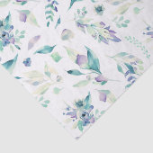 Modernes Jadegrün-Lavendel-Aquarell mit Blumen Seidenpapier (Ausschnitt)