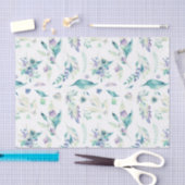 Modernes Jadegrün-Lavendel-Aquarell mit Blumen Seidenpapier (Handwerk)