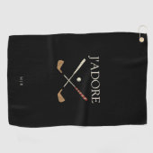 Modernes J'adore I Liebe Golf Black Golfhandtuch (Horizontal)