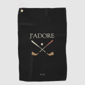 Modernes J'adore I Liebe Golf Black Golfhandtuch (Vorderseite)