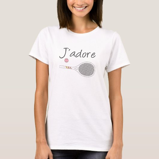 Modernes J'adore I Liebe Tennis T-Shirt (Vorderseite)