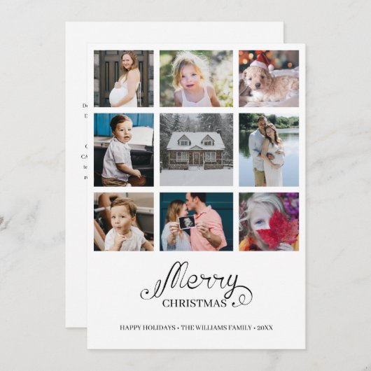 Modernes Jahr im Überblick 9 FotoCollage Holiday C Einladung (Vorne/Hinten)