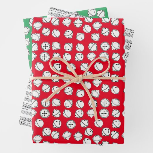 Modernes Jingle Bells Muster Geschenkpapier Set (Beispiel)