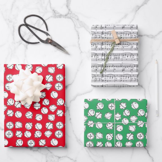 Modernes Jingle Bells Muster Geschenkpapier Set (Vorderseite)