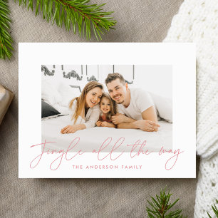 Modernes Jingle ganz nach dem Motto Pink Script Fo Feiertagspostkarte
