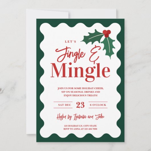 Modernes Jingle und Mingle Weihnachts-Party Feiertagskarte (Vorderseite)