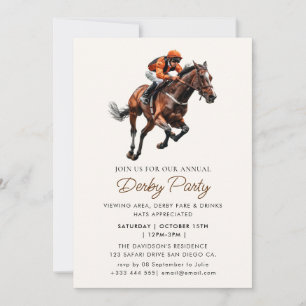 Modernes Jockey Race Horse Derby Party Einladung