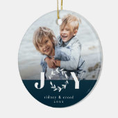 Modernes Joghreath Foto Weihnachten Keramik Ornament (Links)