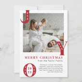 Modernes JOY Christmas Family Foto Feiertagskarte (Vorderseite)