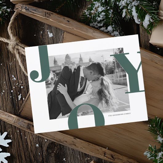 Modernes JOY Christmas Foto | Minimalistisch Postkarte