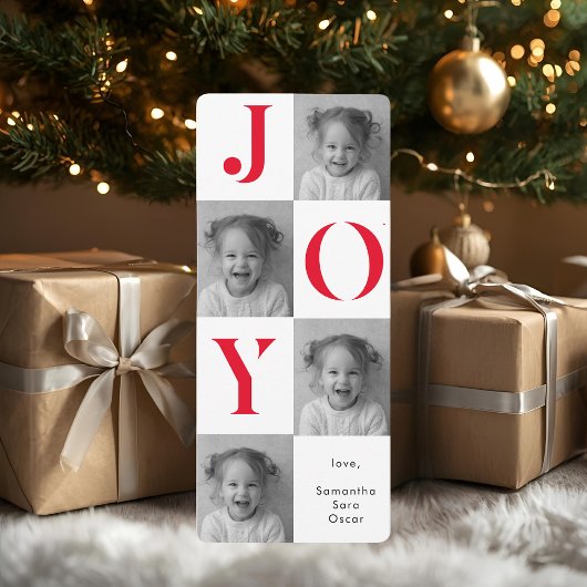 "Modernes JOY Foto Weihnachten | Bold Red Holiday