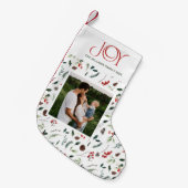 Modernes Joy Red Berry Botanisches Foto Weihnachte Kleiner Weihnachtsstrumpf (Vorderansicht (hängend))