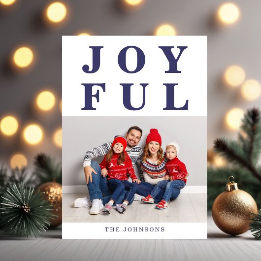 Modernes Joyful Navy Blue Foto Weihnachten