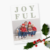 Modernes Joyful Sage Green Foto Weihnachten