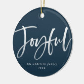 Modernes Joyful Script Navy Foto Keramik Ornament (Links)