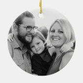 Modernes Joyful Script Navy Foto Keramik Ornament (Hinten)