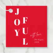 Modernes Joyful Typ Red Weihnachtsgeschenk Geschenkanhänger (Vorderseite)