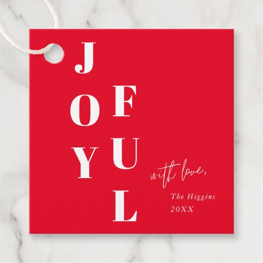 Modernes Joyful Typ Red Weihnachtsgeschenk Geschenkanhänger (Vorderseite)