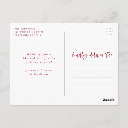 Modernes Joystick Red Holiday Foto Postkarte (Rückseite)