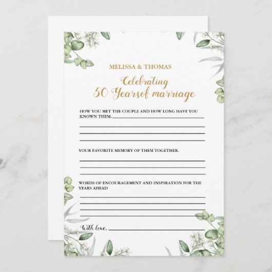 Modernes Jubiläum 50. Hochzeitsfeierspiel Karte (Vorne/Hinten)