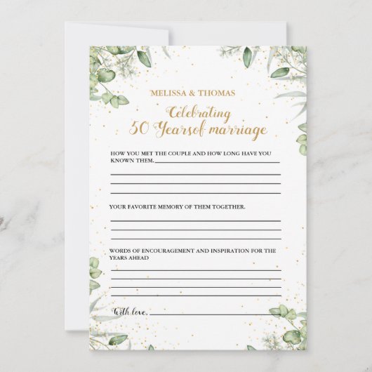 Modernes Jubiläum 50. Hochzeitsfeierspiel Karte (Vorderseite)