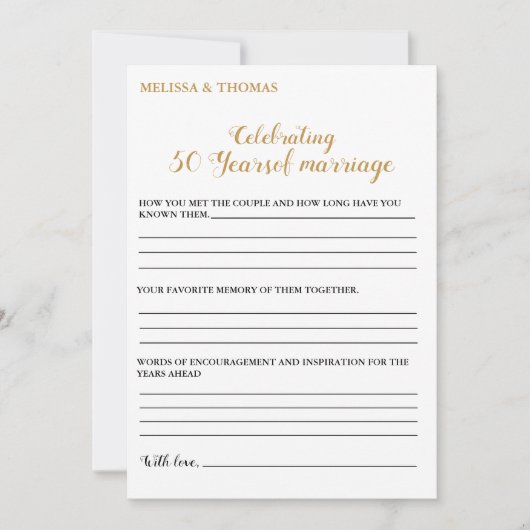 Modernes Jubiläum 50. Hochzeitsfeierspiel Karte (Vorderseite)